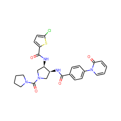 O=C(N[C@H]1CN(C(=O)N2CCCC2)C[C@H]1NC(=O)c1ccc(Cl)s1)c1ccc(-n2ccccc2=O)cc1 ZINC000028826234