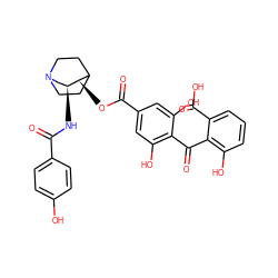 O=C(N[C@H]1CN2CCC(CC2)[C@@H]1OC(=O)c1cc(O)c(C(=O)c2c(O)cccc2C(=O)O)c(O)c1)c1ccc(O)cc1 ZINC000014944059