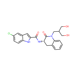 O=C(N[C@H]1Cc2ccccc2N(CC(CO)CO)C1=O)c1cc2cc(Cl)ccc2[nH]1 ZINC000028818315