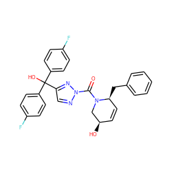 O=C(N1C[C@H](O)C=C[C@@H]1Cc1ccccc1)n1ncc(C(O)(c2ccc(F)cc2)c2ccc(F)cc2)n1 ZINC001772573315