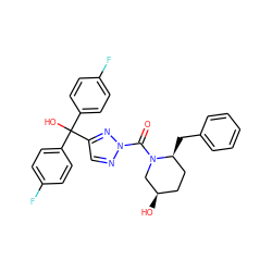 O=C(N1C[C@H](O)CC[C@@H]1Cc1ccccc1)n1ncc(C(O)(c2ccc(F)cc2)c2ccc(F)cc2)n1 ZINC001772620431