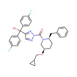 O=C(N1C[C@H](OCC2CC2)CC[C@@H]1Cc1ccccc1)n1ncc(C(O)(c2ccc(F)cc2)c2ccc(F)cc2)n1 ZINC001772606954