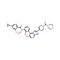 O=C(N1CC=C(c2cc3c(-c4cccc(N5CCOc6cc(C7CC7)cc(F)c6C5=O)c4CO)ccnc3[nH]2)CC1)N1CCOCC1 ZINC001772655706