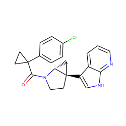 O=C(N1CC[C@@]2(c3c[nH]c4ncccc34)C[C@@H]12)C1(c2ccc(Cl)cc2)CC1 ZINC000068197798