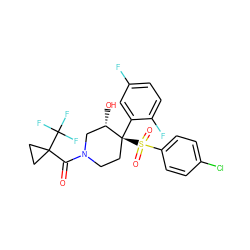 O=C(N1CC[C@](c2cc(F)ccc2F)(S(=O)(=O)c2ccc(Cl)cc2)[C@@H](O)C1)C1(C(F)(F)F)CC1 ZINC000084619248