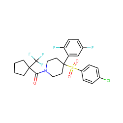 O=C(N1CCC(c2cc(F)ccc2F)(S(=O)(=O)c2ccc(Cl)cc2)CC1)C1(C(F)(F)F)CCCC1 ZINC000084588005