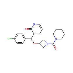 O=C(N1CCCCC1)N1CC(O[C@H](c2ccc(Cl)cc2)c2ccc[nH]c2=O)C1 ZINC000073279817