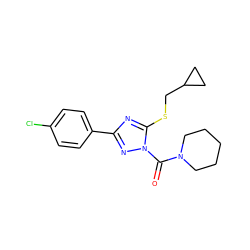 O=C(N1CCCCC1)n1nc(-c2ccc(Cl)cc2)nc1SCC1CC1 ZINC000013533130