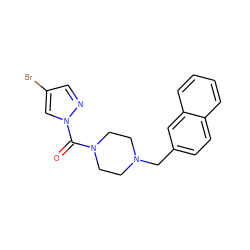 O=C(N1CCN(Cc2ccc3ccccc3c2)CC1)n1cc(Br)cn1 ZINC000299823835