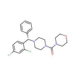 O=C(N1CCOCC1)N1CCN([C@@H](c2ccccc2)c2ccc(Cl)cc2Cl)CC1 ZINC000049112650