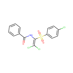 O=C(NC(=C(Cl)Cl)S(=O)(=O)c1ccc(Cl)cc1)c1ccccc1 ZINC000000820659