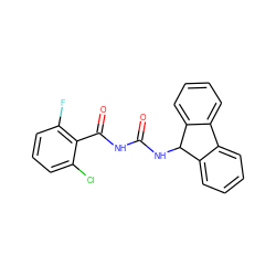 O=C(NC(=O)c1c(F)cccc1Cl)NC1c2ccccc2-c2ccccc21 ZINC000043077222