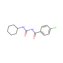 O=C(NC(=O)c1ccc(Cl)cc1)NC1CCCCC1 ZINC000013493739