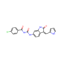 O=C(NC(=O)c1ccc(Cl)cc1)Nc1ccc2c(c1)NC(=O)/C2=C\c1ccc[nH]1 ZINC000205826761