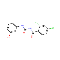 O=C(NC(=O)c1ccc(Cl)cc1Cl)Nc1cccc(O)c1 ZINC000013673938