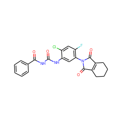 O=C(NC(=O)c1ccccc1)Nc1cc(N2C(=O)C3=C(CCCC3)C2=O)c(F)cc1Cl ZINC000045299592