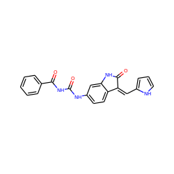 O=C(NC(=O)c1ccccc1)Nc1ccc2c(c1)NC(=O)/C2=C\c1ccc[nH]1 ZINC000205826783