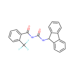 O=C(NC(=O)c1ccccc1C(F)(F)F)NC1c2ccccc2-c2ccccc21 ZINC000043070103