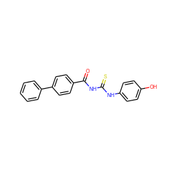 O=C(NC(=S)Nc1ccc(O)cc1)c1ccc(-c2ccccc2)cc1 ZINC000000358840