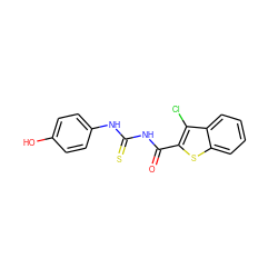 O=C(NC(=S)Nc1ccc(O)cc1)c1sc2ccccc2c1Cl ZINC000003106209