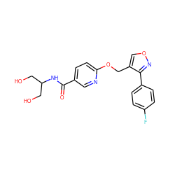 O=C(NC(CO)CO)c1ccc(OCc2conc2-c2ccc(F)cc2)nc1 ZINC000143499378