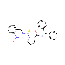 O=C(NC(c1ccccc1)c1ccccc1)[C@@H]1CCCN1C(=S)NCc1ccccc1[N+](=O)[O-] ZINC000013780784