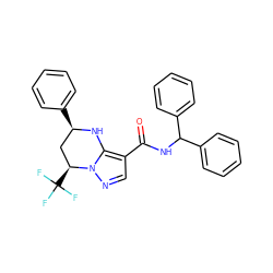 O=C(NC(c1ccccc1)c1ccccc1)c1cnn2c1N[C@H](c1ccccc1)C[C@@H]2C(F)(F)F ZINC000066104939