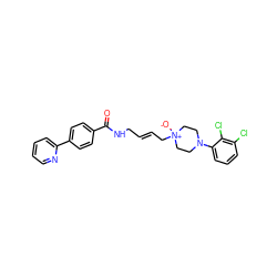 O=C(NC/C=C/C[N+]1([O-])CCN(c2cccc(Cl)c2Cl)CC1)c1ccc(-c2ccccn2)cc1 ZINC000028711323