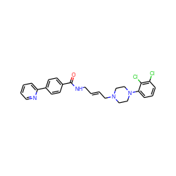 O=C(NC/C=C/CN1CCN(c2cccc(Cl)c2Cl)CC1)c1ccc(-c2ccccn2)cc1 ZINC000052619107