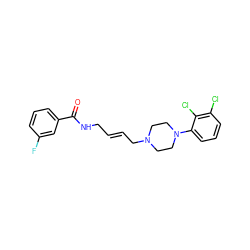 O=C(NC/C=C/CN1CCN(c2cccc(Cl)c2Cl)CC1)c1cccc(F)c1 ZINC000013608774