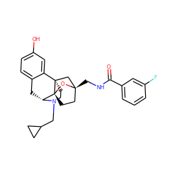 O=C(NC[C@@]12CC[C@@]3(O1)[C@H]1Cc4ccc(O)cc4[C@@]3(CCN1CC1CC1)C2)c1cccc(F)c1 ZINC000101396421