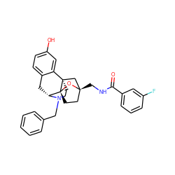 O=C(NC[C@@]12CC[C@@]3(O1)[C@H]1Cc4ccc(O)cc4[C@@]3(CCN1Cc1ccccc1)C2)c1cccc(F)c1 ZINC000101396493