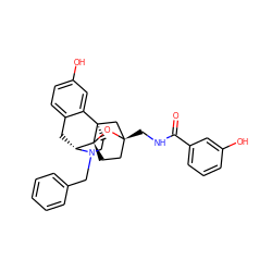 O=C(NC[C@@]12CC[C@@]3(O1)[C@H]1Cc4ccc(O)cc4[C@@]3(CCN1Cc1ccccc1)C2)c1cccc(O)c1 ZINC000101396482