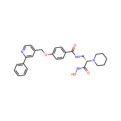 O=C(NC[C@@H](C(=O)NO)N1CCCCC1)c1ccc(OCc2ccnc(-c3ccccc3)c2)cc1 ZINC000116372152