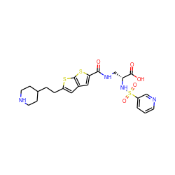 O=C(NC[C@@H](NS(=O)(=O)c1cccnc1)C(=O)O)c1cc2cc(CCC3CCNCC3)sc2s1 ZINC000013798416