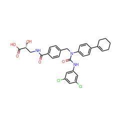 O=C(NC[C@@H](O)C(=O)O)c1ccc(CN(C(=O)Nc2cc(Cl)cc(Cl)c2)c2ccc(C3=CCCCC3)cc2)cc1 ZINC000043200379