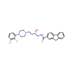 O=C(NC[C@@H](O)CCN1CCN(c2cccc(Cl)c2Cl)CC1)c1ccc2c(c1)Cc1ccccc1-2 ZINC000028711343