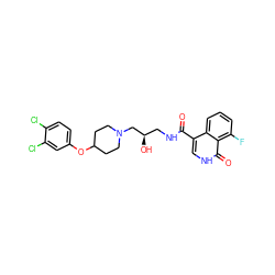 O=C(NC[C@@H](O)CN1CCC(Oc2ccc(Cl)c(Cl)c2)CC1)c1c[nH]c(=O)c2c(F)cccc12 ZINC000095562567