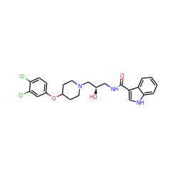 O=C(NC[C@@H](O)CN1CCC(Oc2ccc(Cl)c(Cl)c2)CC1)c1c[nH]c2ccccc12 ZINC000003816885