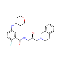 O=C(NC[C@@H](O)CN1CCc2ccccc2C1)c1cc(NC2CCOCC2)ccc1F ZINC000217068775