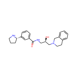 O=C(NC[C@@H](O)CN1CCc2ccccc2C1)c1cccc([C@@H]2CCCN2)c1 ZINC000217051386