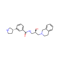 O=C(NC[C@@H](O)CN1CCc2ccccc2C1)c1cccc([C@@H]2CCNC2)c1 ZINC000217041876