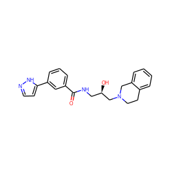 O=C(NC[C@@H](O)CN1CCc2ccccc2C1)c1cccc(-c2ccn[nH]2)c1 ZINC000217119277