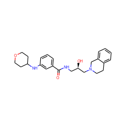 O=C(NC[C@@H](O)CN1CCc2ccccc2C1)c1cccc(NC2CCOCC2)c1 ZINC000217122944