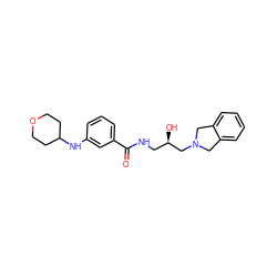 O=C(NC[C@@H](O)CN1Cc2ccccc2C1)c1cccc(NC2CCOCC2)c1 ZINC000217092606