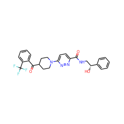 O=C(NC[C@@H](O)c1ccccc1)c1ccc(N2CCC(C(=O)c3ccccc3C(F)(F)F)CC2)nn1 ZINC000045337159