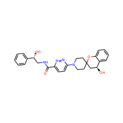 O=C(NC[C@@H](O)c1ccccc1)c1ccc(N2CCC3(CC2)C[C@H](O)c2ccccc2O3)nn1 ZINC000045347521