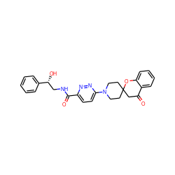 O=C(NC[C@@H](O)c1ccccc1)c1ccc(N2CCC3(CC2)CC(=O)c2ccccc2O3)nn1 ZINC000045389503