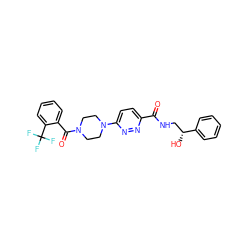 O=C(NC[C@@H](O)c1ccccc1)c1ccc(N2CCN(C(=O)c3ccccc3C(F)(F)F)CC2)nn1 ZINC000045386817