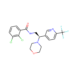 O=C(NC[C@@H](c1ccc(C(F)(F)F)nc1)N1CCOCC1)c1cccc(Cl)c1Cl ZINC000207596013